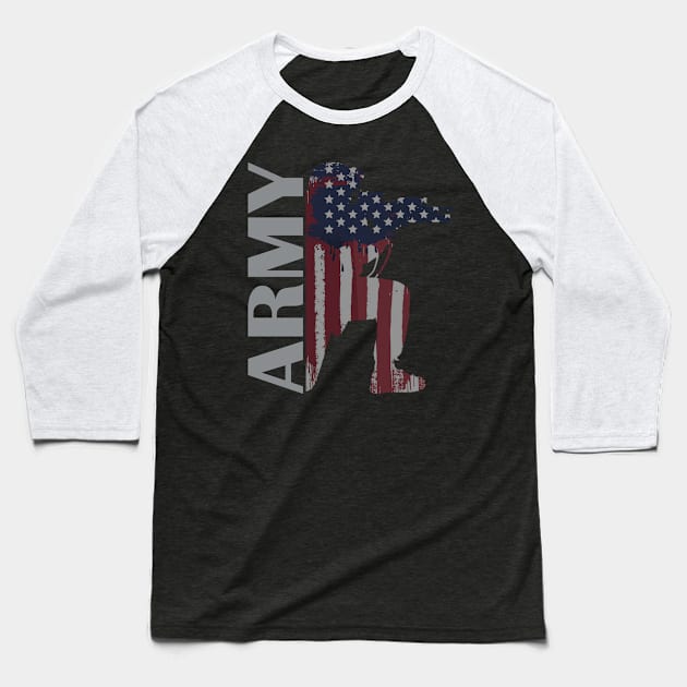 Army Painted American Flag Soldier Baseball T-Shirt by Sneek661